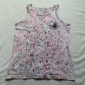 Body Glove 100% Cotton White Black & Pink Splatter Tie Dye Men’s Tank Top Size S